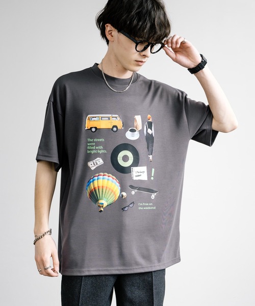 Rocky Monroe(ロッキーモンロー)の「マルチアイコンプリントオーバーサイズ半袖Tシャツ(Tシャツ/カットソー・メンズ・ミント/チャコール/ホワイト/ホワイト系/グレイッシュベージュ/チャコールグレー・M/L)」の15枚目の写真