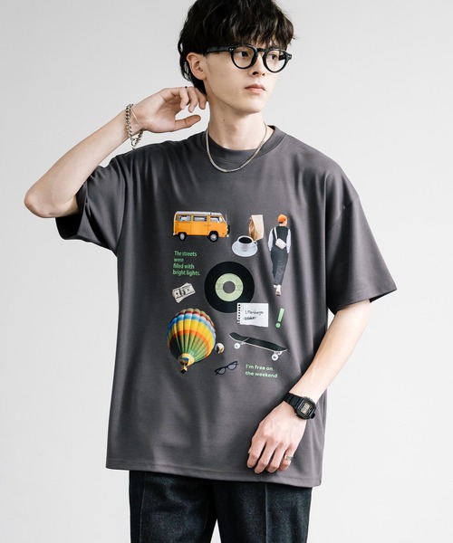 Rocky Monroe(ロッキーモンロー)の「マルチアイコンプリントオーバーサイズ半袖Tシャツ(Tシャツ/カットソー・メンズ・ミント/チャコール/ホワイト/ホワイト系/グレイッシュベージュ/チャコールグレー・M/L)」の16枚目の写真