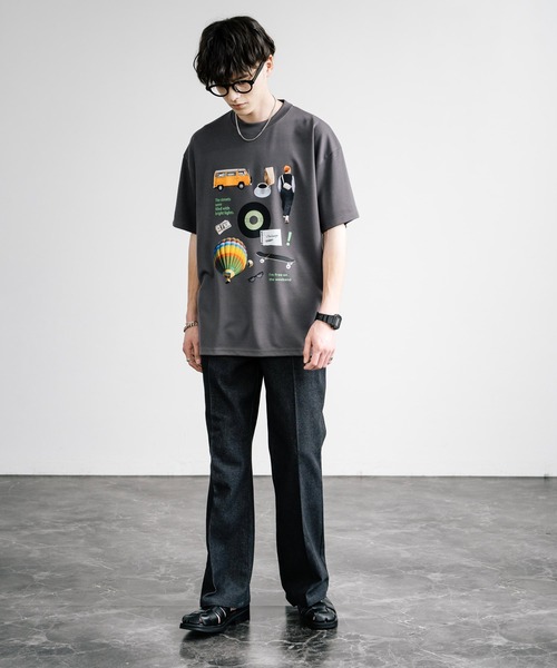 Rocky Monroe(ロッキーモンロー)の「マルチアイコンプリントオーバーサイズ半袖Tシャツ(Tシャツ/カットソー・メンズ・ミント/チャコール/ホワイト/ホワイト系/グレイッシュベージュ/チャコールグレー・M/L)」の17枚目の写真