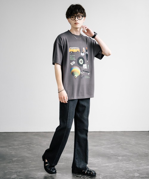 Rocky Monroe(ロッキーモンロー)の「マルチアイコンプリントオーバーサイズ半袖Tシャツ(Tシャツ/カットソー・メンズ・ミント/チャコール/ホワイト/ホワイト系/グレイッシュベージュ/チャコールグレー・M/L)」の18枚目の写真