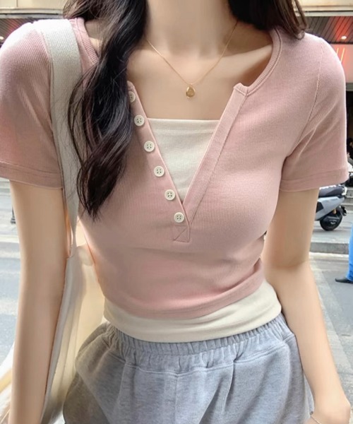 Tシャツ・カットソー PLAIN FW25 ETTE BLOUSE (42984057 VINO) ウォッシャブル / スムースワンポイントロゴTEE（Tシャツ