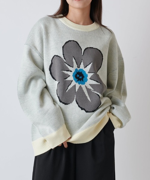Lui's（ルイス）の「【Neucon/ニューコン】花柄ジャガードニット