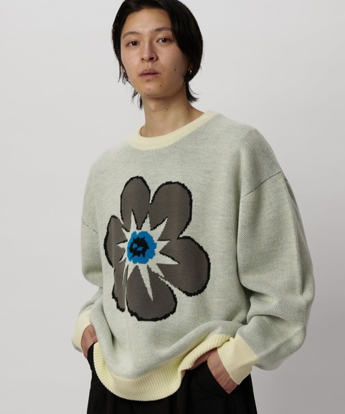 COMME des GARÇON 花柄ニットセーター デイジー柄 ニット 花柄 オーバーサイズ セーター レディース (ニット