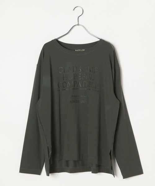 BAYFLOW（ベイフロー）の「[シルキータッチ素材]アソートロゴプリントロンT（Tシャツ/カットソー・レディース・オフホワイト/チャコール/ピンク/グレイッシュベージュ・SMALL/MEDIUM）」の15枚目の写真