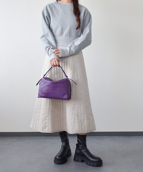 RIPANI（リパーニ）の「【RIPANI】ボックスシルエットレザーハンドバッグ(Q46495)（ハンドバッグ・レディース・ライトグレー/パープル/ブラック・ALL）」の15枚目の写真