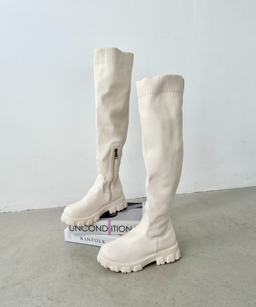 セール】ソックスロングチャンキーブーツ（ブーツ）｜CLEA（クレア）の