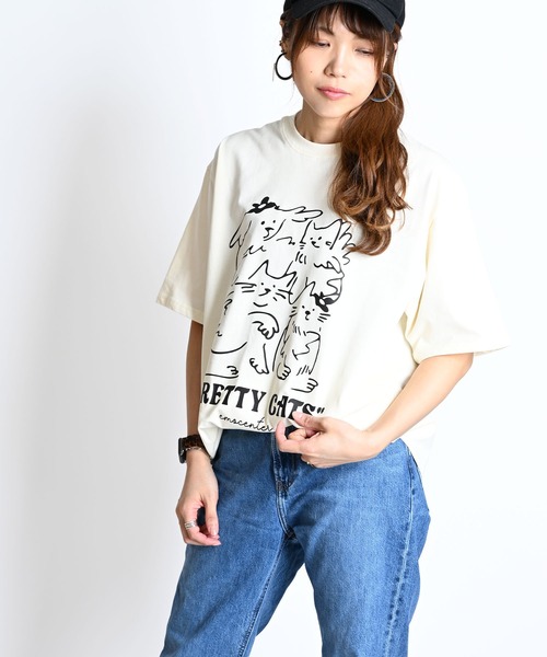 【MARAI】ネコちゃんイラストプリント 半袖 Tシャツ（Tシャツ/カットソー）｜MARAI（マーライ）