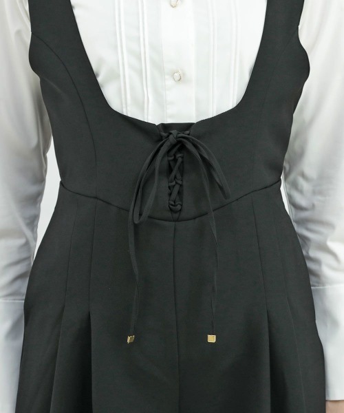 an another angelus（アンアナザーアンジェラス）の「【2サイズ展開】ディープネックレースアップサロペット/ananotherangelus/fint　フィント（サロペット/オーバーオール・レディース・ピンクベージュ/ブラック・1/2）」の10枚目の写真