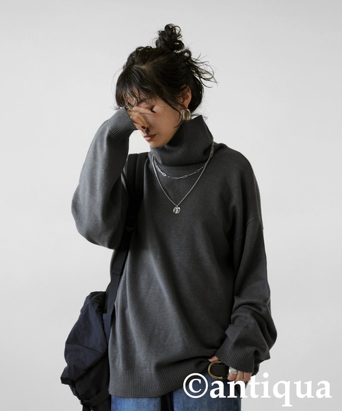 antiqua(アンティカ)の「タートルネックニット(ニット/セーター・レディース・ダークグレー/ブラック/ブルー・R/P)」の13枚目の写真