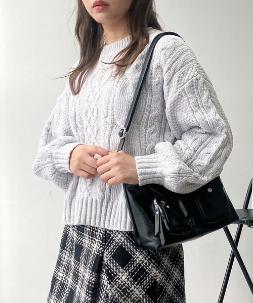 AS KNOW AS plus（アズノゥアズプラス）の「☆後レースアップモールニットプルオーバー（ニット/セーター・レディース・アイボリー/サックスブルー/ミント/ラベンダー/サックスブルー系/アイボリー系/ライトグリーン系/ライラック系・FREE）」の6枚目の写真