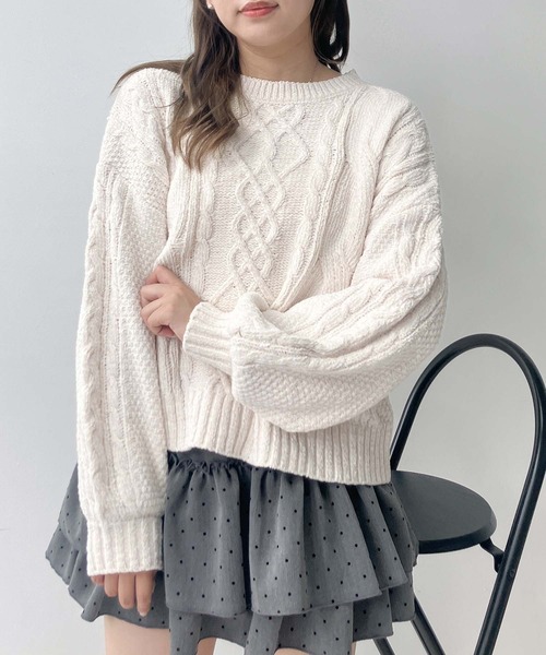 AS KNOW AS plus（アズノゥアズプラス）の「☆後レースアップモールニットプルオーバー（ニット/セーター・レディース・アイボリー/サックスブルー/ミント/ラベンダー/サックスブルー系/アイボリー系/ライトグリーン系/ライラック系・FREE）」の10枚目の写真