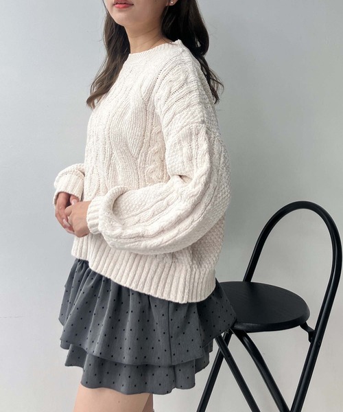 AS KNOW AS plus（アズノゥアズプラス）の「☆後レースアップモールニットプルオーバー（ニット/セーター・レディース・アイボリー/サックスブルー/ミント/ラベンダー/サックスブルー系/アイボリー系/ライトグリーン系/ライラック系・FREE）」の11枚目の写真