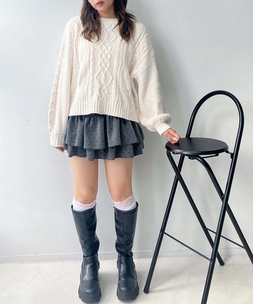 AS KNOW AS plus（アズノゥアズプラス）の「☆後レースアップモールニットプルオーバー（ニット/セーター・レディース・アイボリー/サックスブルー/ミント/ラベンダー/サックスブルー系/アイボリー系/ライトグリーン系/ライラック系・FREE）」の15枚目の写真