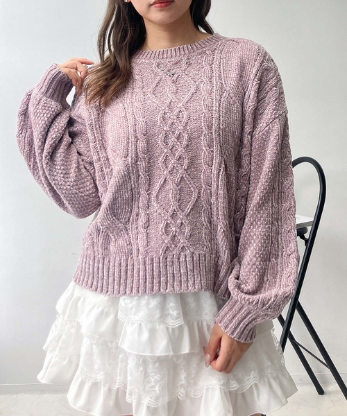 セール】☆後レースアップモールニットプルオーバー（ニット/セーター