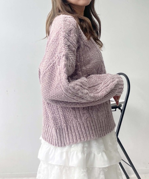 セール】☆後レースアップモールニットプルオーバー（ニット/セーター