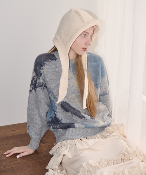 idem（イデム）の「hoodie like beanie/ニットバラクラバ（ニットキャップ/ビーニー・レディース・アイボリー/グレー・FREE）」の12枚目の写真