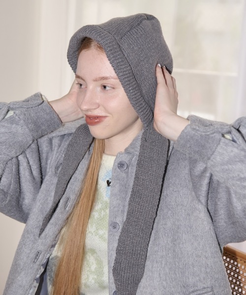 idem（イデム）の「hoodie like beanie/ニットバラクラバ（ニットキャップ/ビーニー・レディース・アイボリー/グレー・FREE）」の15枚目の写真