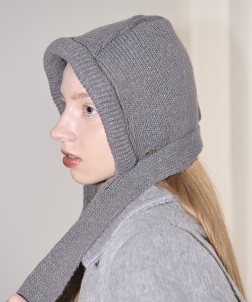 idem（イデム）の「hoodie like beanie/ニットバラクラバ（ニットキャップ/ビーニー・レディース・アイボリー/グレー・FREE）」の17枚目の写真