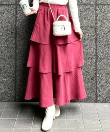 clear | ピーチ起毛3段ティアードロングスカート [ボリューム感 カジュアルにも]≪2024AW新作≫(スカート)