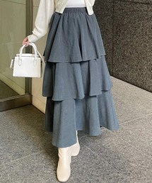 clear | ピーチ起毛3段ティアードロングスカート [ボリューム感 カジュアルにも]≪2024AW新作≫(スカート)