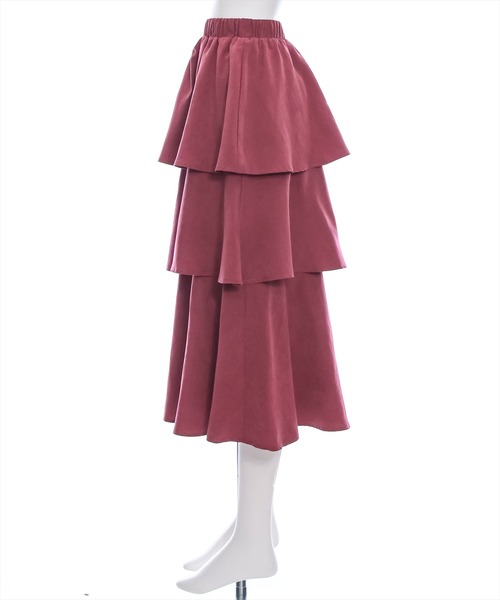 clear（クリア）の「ピーチ起毛3段ティアードロングスカート [低身長用サイズ有 ボリューム感 カジュアルにも]≪再入荷≫（スカート・レディース・チャコールグレー/レッド/アイボリー/キャメル・F/XS）」の9枚目の写真
