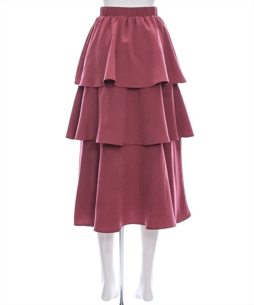 clear（クリア）の「ピーチ起毛3段ティアードロングスカート [低身長用サイズ有 ボリューム感 カジュアルにも]≪再入荷≫（スカート・レディース・チャコールグレー/レッド/アイボリー/キャメル・F/XS）」の11枚目の写真