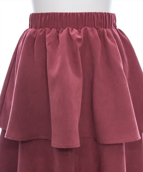 clear（クリア）の「ピーチ起毛3段ティアードロングスカート [低身長用サイズ有 ボリューム感 カジュアルにも]≪再入荷≫（スカート・レディース・チャコールグレー/レッド/アイボリー/キャメル・F/XS）」の12枚目の写真