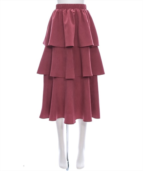 clear（クリア）の「ピーチ起毛3段ティアードロングスカート [低身長用サイズ有 ボリューム感 カジュアルにも]≪再入荷≫（スカート・レディース・チャコールグレー/レッド/アイボリー/キャメル・F/XS）」の14枚目の写真