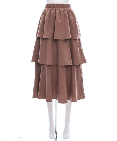 clear（クリア）の「ピーチ起毛3段ティアードロングスカート [低身長用サイズ有 ボリューム感 カジュアルにも]≪再入荷≫（スカート・レディース・チャコールグレー/レッド/アイボリー/キャメル・F/XS）」の16枚目の写真