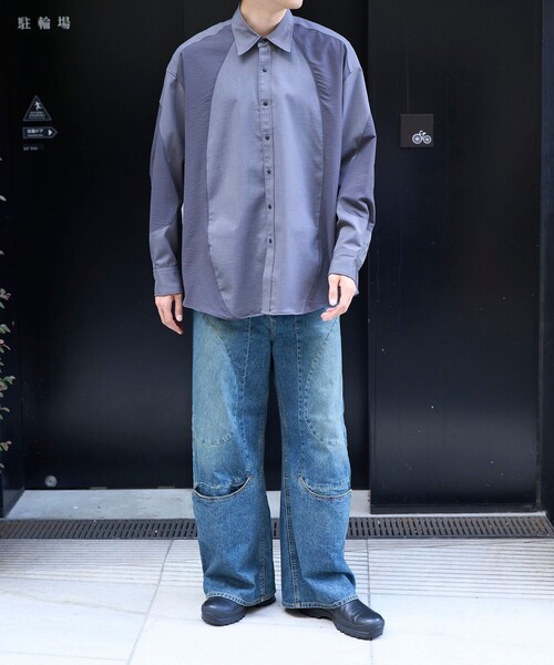 Jieda（ジエダ）の「CURVE OVER DENIM（デニムパンツ・メンズ・ブラック/ダークインディゴブルー・1/2）」の14枚目の写真