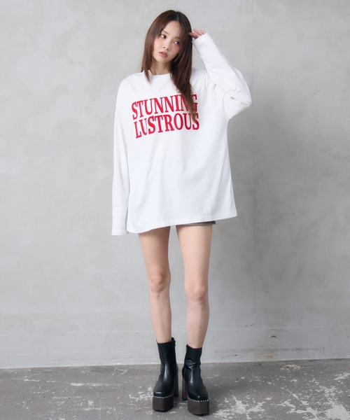 ENVYM（アンビー）の「【ZOZOTOWN限定カラー】プリント ロゴ オーバー サイズ ロンT（Tシャツ/カットソー・レディース・グリーン/ホワイト系その他/ブラック/ホワイト/チャコールグレー・FREE）」の12枚目の写真