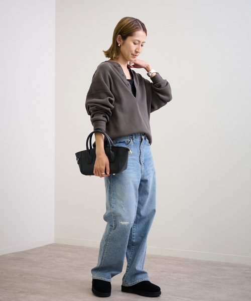 FRAMeWORK(フレームワーク)の「ワッフルヘンリープルオーバー(Tシャツ/カットソー・レディース・キャメル/ホワイト/チャコールグレー・FREE)」の6枚目の写真