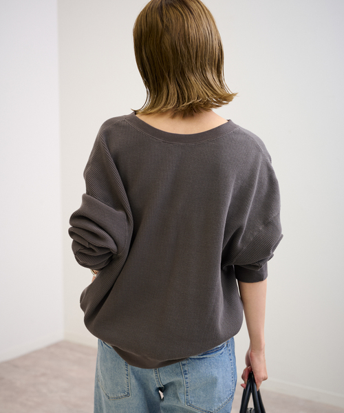 FRAMeWORK(フレームワーク)の「ワッフルヘンリープルオーバー(Tシャツ/カットソー・レディース・キャメル/ホワイト/チャコールグレー・FREE)」の12枚目の写真