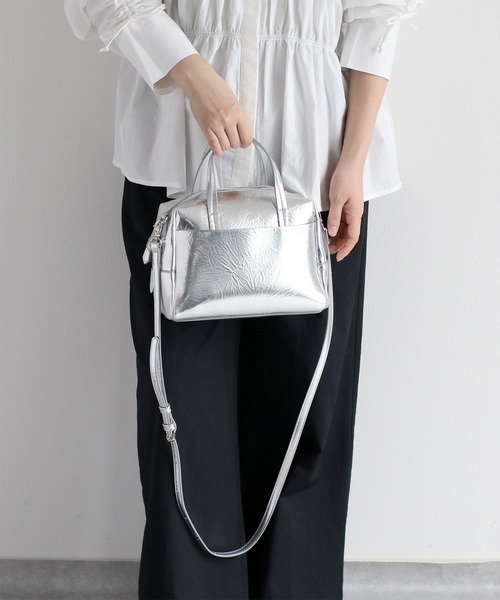 Legato Largo(レガートラルゴ)の「【Legato Largo】《2way》リンクルフェイクレザーボストンバッグ(ハンドバッグ・レディース・ブラック/シルバー・FREE)」の19枚目の写真