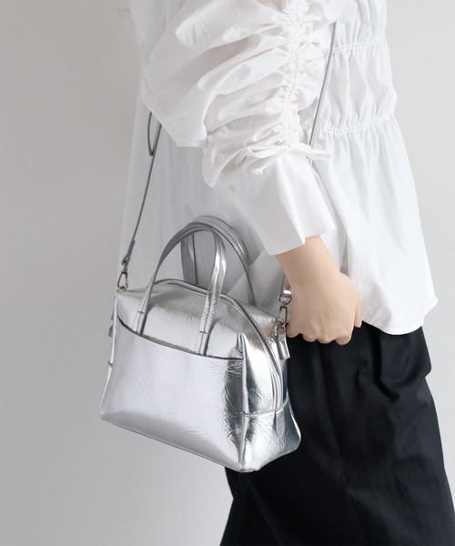 Legato Largo(レガートラルゴ)の「【Legato Largo】《2way》リンクルフェイクレザーボストンバッグ(ハンドバッグ・レディース・ブラック/シルバー・FREE)」の21枚目の写真