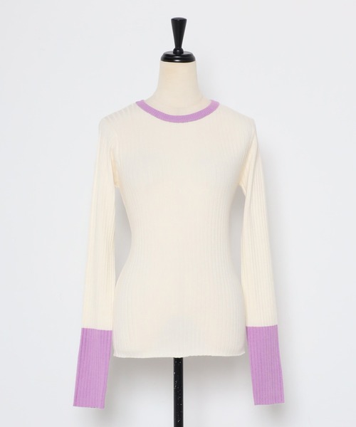 Bonjour Sagan（ボンジュールサガン）の「配色フィンガーホールリブニット（ニット/セーター・レディース・ネイビー/ライトグレー/ブラック/アイボリー・FREE）」の16枚目の写真