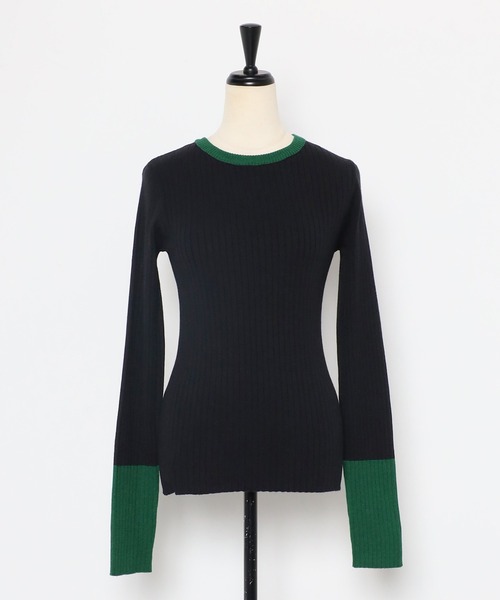 Bonjour Sagan（ボンジュールサガン）の「配色フィンガーホールリブニット（ニット/セーター・レディース・ネイビー/ライトグレー/ブラック/アイボリー・FREE）」の17枚目の写真