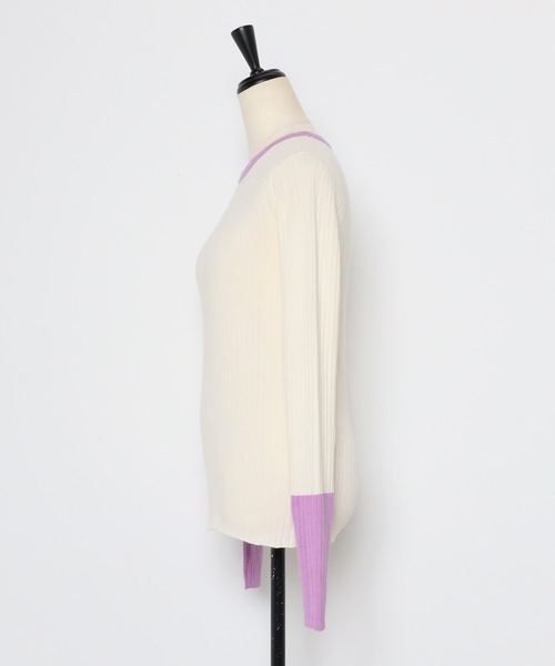 Bonjour Sagan（ボンジュールサガン）の「配色フィンガーホールリブニット（ニット/セーター・レディース・ネイビー/ライトグレー/ブラック/アイボリー・FREE）」の8枚目の写真