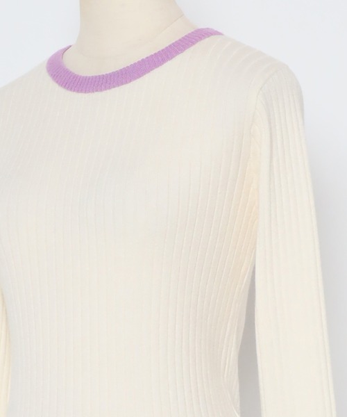 Bonjour Sagan（ボンジュールサガン）の「配色フィンガーホールリブニット（ニット/セーター・レディース・ネイビー/ライトグレー/ブラック/アイボリー・FREE）」の10枚目の写真