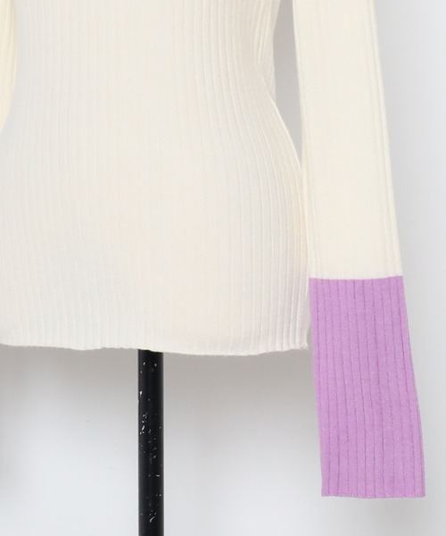 Bonjour Sagan（ボンジュールサガン）の「配色フィンガーホールリブニット（ニット/セーター・レディース・ネイビー/ライトグレー/ブラック/アイボリー・FREE）」の11枚目の写真