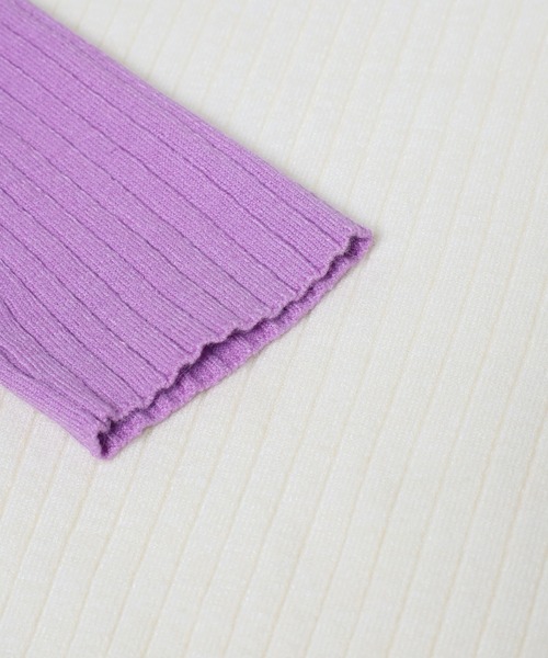 Bonjour Sagan（ボンジュールサガン）の「配色フィンガーホールリブニット（ニット/セーター・レディース・ネイビー/ライトグレー/ブラック/アイボリー・FREE）」の5枚目の写真