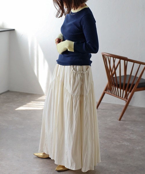 Bonjour Sagan（ボンジュールサガン）の「配色フィンガーホールリブニット（ニット/セーター・レディース・ネイビー/ライトグレー/ブラック/アイボリー・FREE）」の12枚目の写真