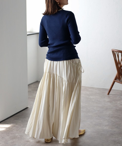 Bonjour Sagan（ボンジュールサガン）の「配色フィンガーホールリブニット（ニット/セーター・レディース・ネイビー/ライトグレー/ブラック/アイボリー・FREE）」の14枚目の写真