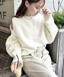 mystic | 【2024AW/スタッフ人気No.1】ショルダースリットニット(ニット/セーター)