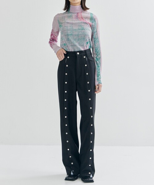 BASICKS（ベイシックス）の「【BASICKS/ベーシックス】Hard Button Trouser/ハードボタントラウザーパンツ（その他パンツ・レディース・ブラック・S）」の3枚目の写真