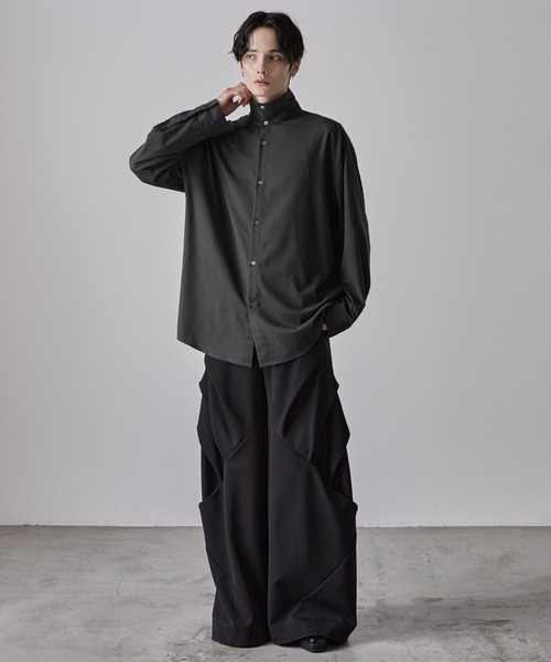 CLEL ウールライク 2wayデザインシャツ CLEL】Wool-like 2-way Design Shirt / ウールライク 2way