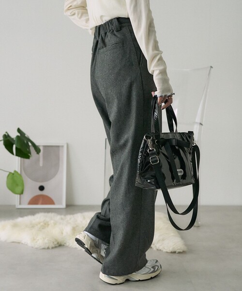 FREAK'S STORE（フリークスストア）の「ウーリー タックワイドパンツ/ツータックパンツ/チェックパンツ/スラックス（スラックス・レディース・ブラウン/ネイビー/その他16/グレー・MEDIUM/SMALL）」の12枚目の写真