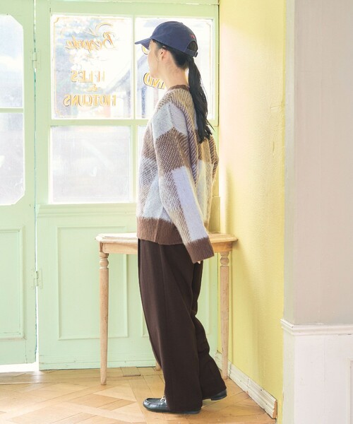 FREAK'S STORE（フリークスストア）の「ウーリー タックワイドパンツ/ツータックパンツ/チェックパンツ/スラックス（スラックス・レディース・ブラウン/ネイビー/その他16/グレー・MEDIUM/SMALL）」の18枚目の写真