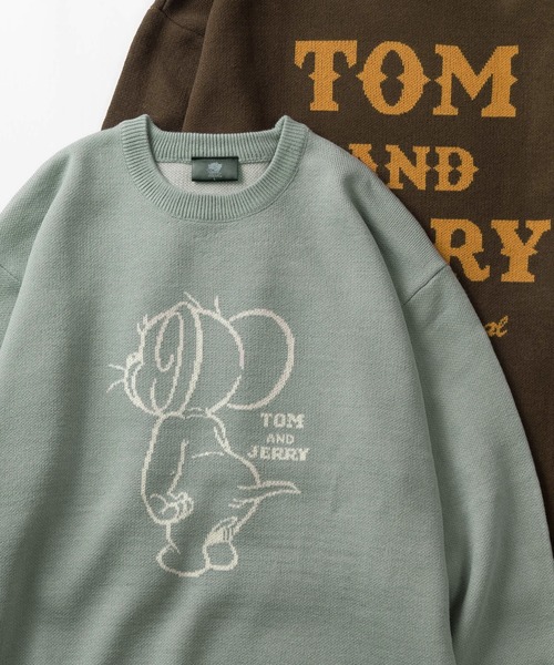 Tom＆Jerry（トムアンドジェリー）の「【TOM＆JERRY/トムとジェリー】キャラクター コミカルイラスト ジャガード織デザイン ビッグシルエット クルーネックニット/長袖ニット（ニット/セーター・レディース・ダークブラウン/サックスブルー/アイボリー/ブラック・XL/L/M）」の4枚目の写真