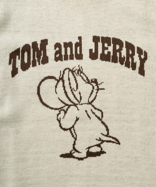 Tom＆Jerry（トムアンドジェリー）の「【TOM＆JERRY/トムとジェリー】キャラクター コミカルイラスト ジャガード織デザイン ビッグシルエット クルーネックニット/長袖ニット（ニット/セーター・レディース・ダークブラウン/サックスブルー/アイボリー/ブラック・XL/L/M）」の11枚目の写真